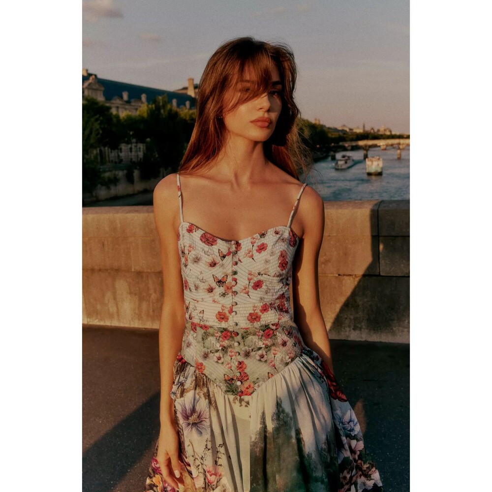 Anthropologie The Muse Basque-Waist Midi Dress XL NWT - Picture 2 of 5